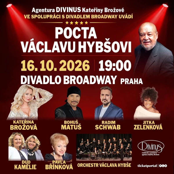 Divadlo Broadway - POCTA VÁCLAVU HYBŠOVI - 16. 10. 2026 OD 19 HODIN