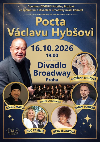 Divadlo Broadway - POCTA VÁCLAVU HYBŠOVI - 16. 10. 2026 OD 19 HODIN