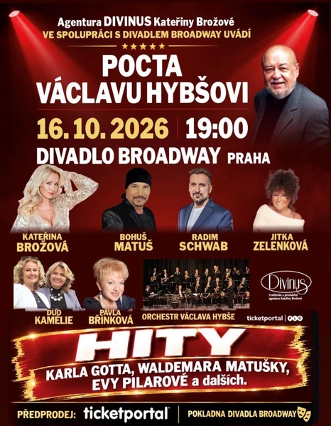Divadlo Broadway - POCTA VÁCLAVU HYBŠOVI - 16.10.2026 od 19 hodin
