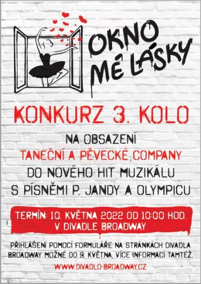 KONKURZ do muzikálu OKNO MÉ LÁSKY - 10.5.2022