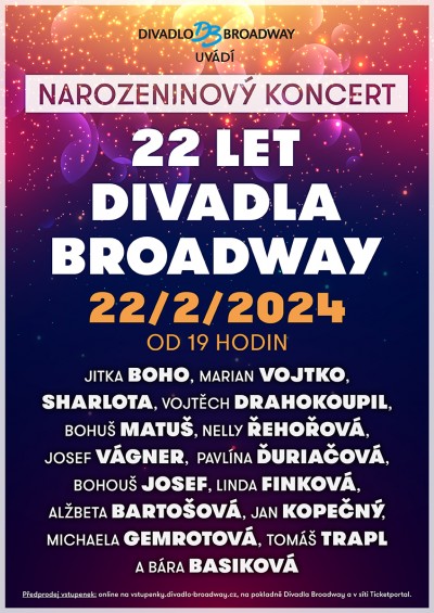 Koncert 22 let Divadla Broadway - 22.2.2024